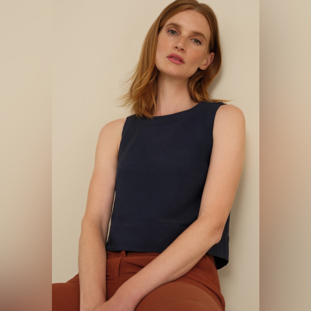 NWT Sophiegrace The Ella Linen Tank Navy